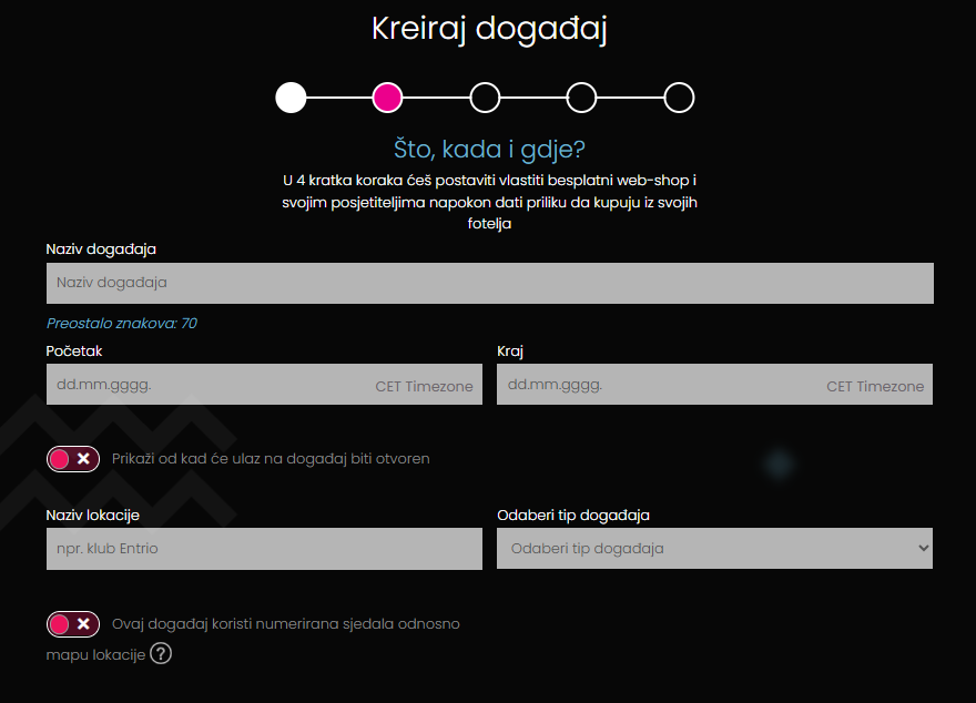 Naziv događaja igra veliku ulogu - lako ga možeš postaviti na Entriju